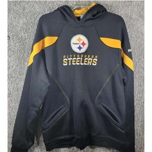 Reebok Pittsburgh Steelers Hoodie NFL‎ Football Black Yellow- Mens Medium